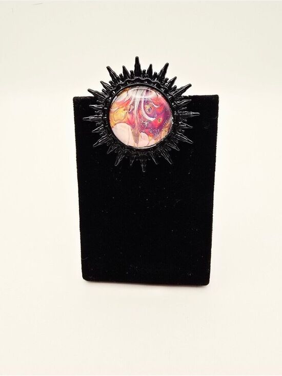 @colorkitty creations Jewelry - Vibrant Handcrafted Sunburst Pin with Multicolor Center